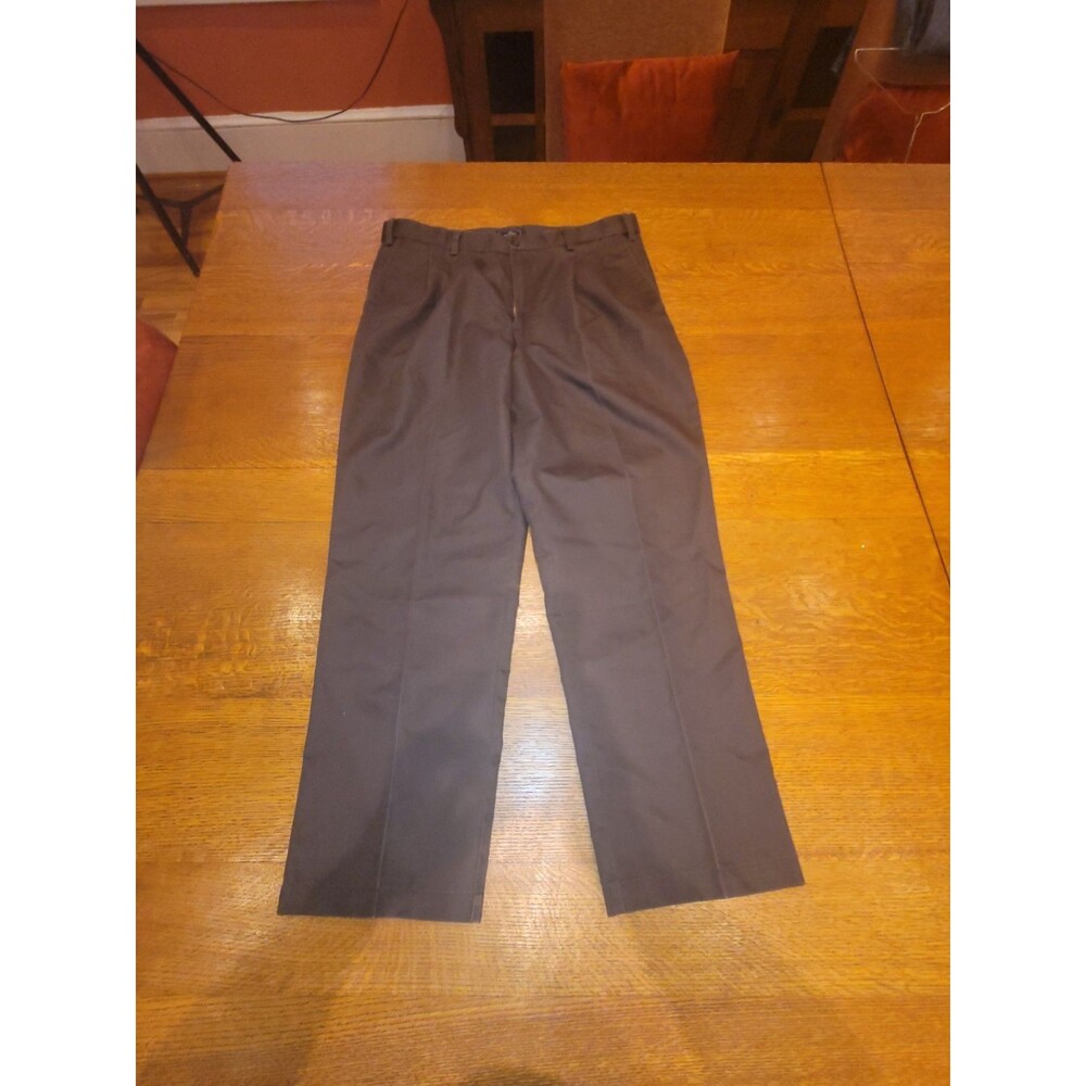 Dockers Pleated Classic Fit Straight Leg Twill Dress Pants Brown 36W Washable